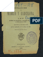 Ensanche de Madrid y Barcelona - Ley Aprobada Por Las Cortes y Sancionada Por S.M. en 22 de Julio de 1892
