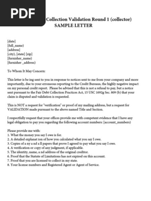 Dispute Letter Collection Validation Round 1 (Collector)