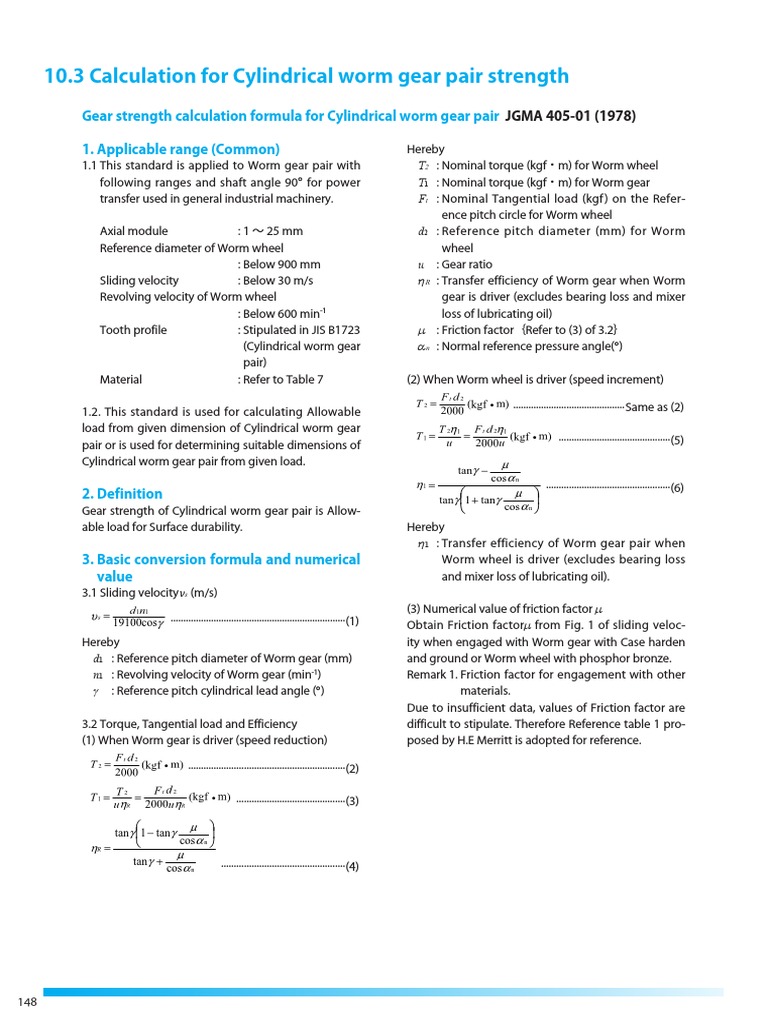 10.3 Calculation For Cylindrical Worm Gear Pair Strength PDF Gear