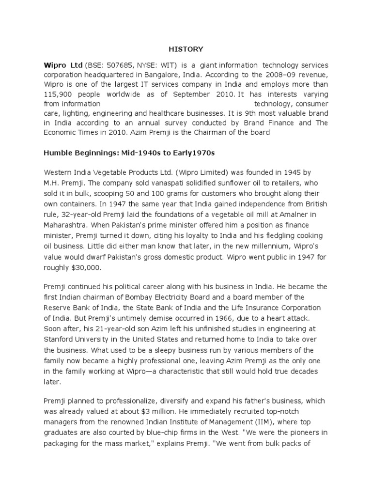 WIPRO SHARE PRICE BSE HISTORY intelligence overview