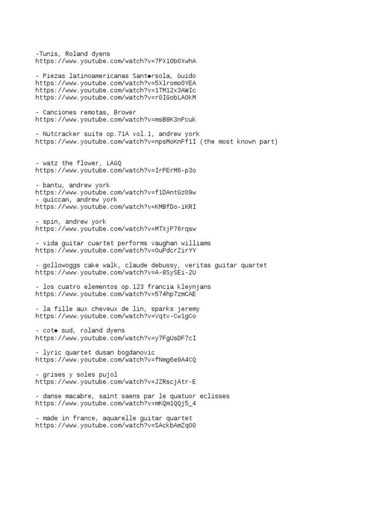 A Collection of Guitar Quartet and Ensemble Pieces from Around the