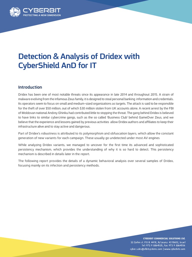 Dridex Malware Analysis and Detection | PDF | Malware | Windows Registry