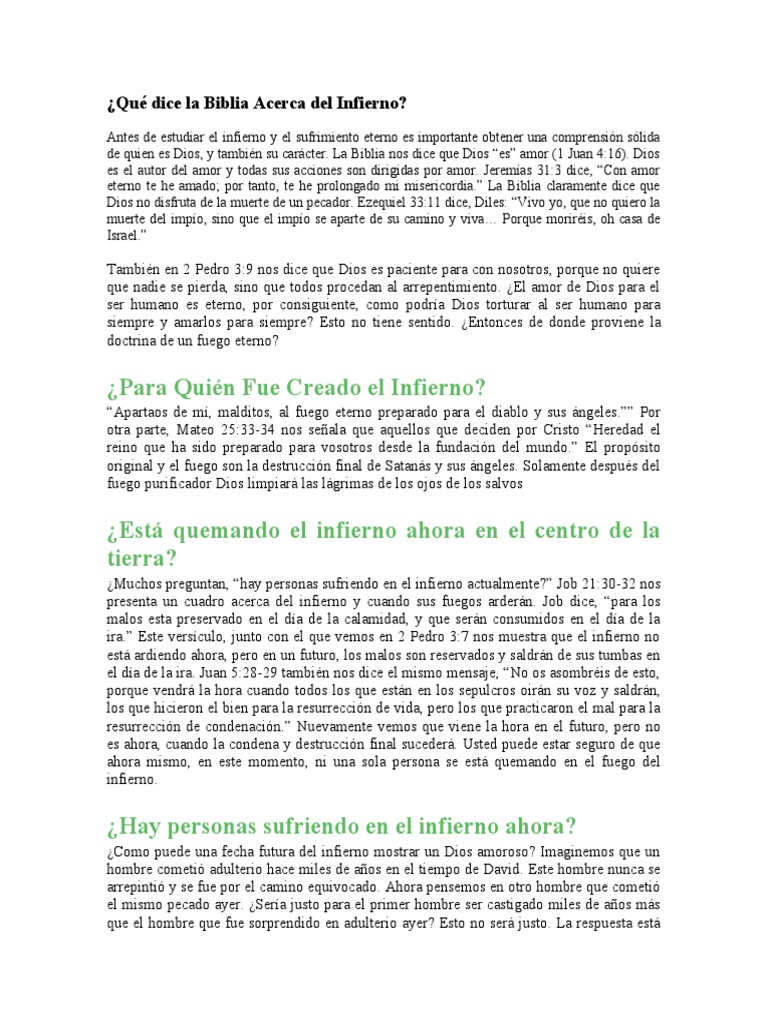 Qué Dice La Biblia Acerca Del Infierno | PDF | Infierno | Tora