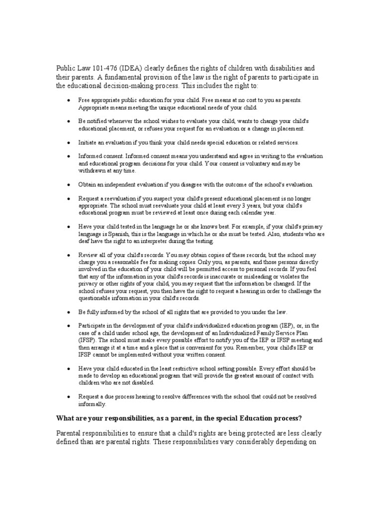 Special Education Law 101 Part V >> Public Law 101 476 Individualized Education Program Behavior Special Education Law 101 Part V >> Public Law 101 476 Individualized Education Program Behavior