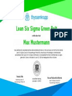 Lean Six Sigma Green Belt Max Mustermann: Certification That