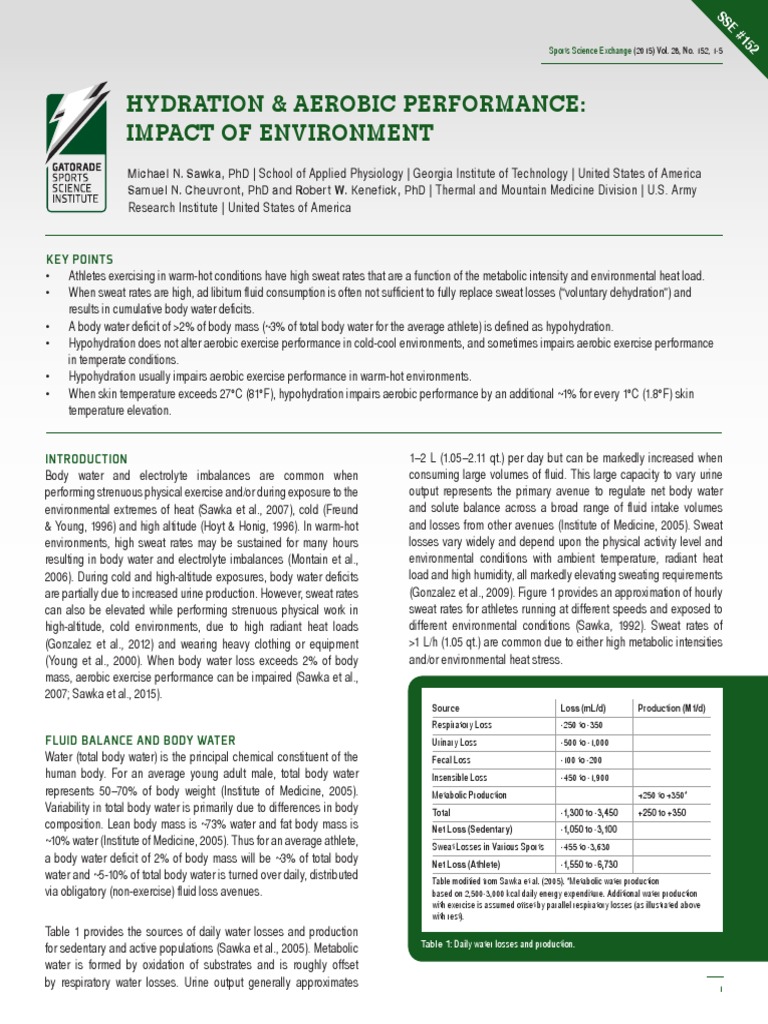 Hydration Impact on Athlete Performance | PDF | Dehydration | Hyperthermia