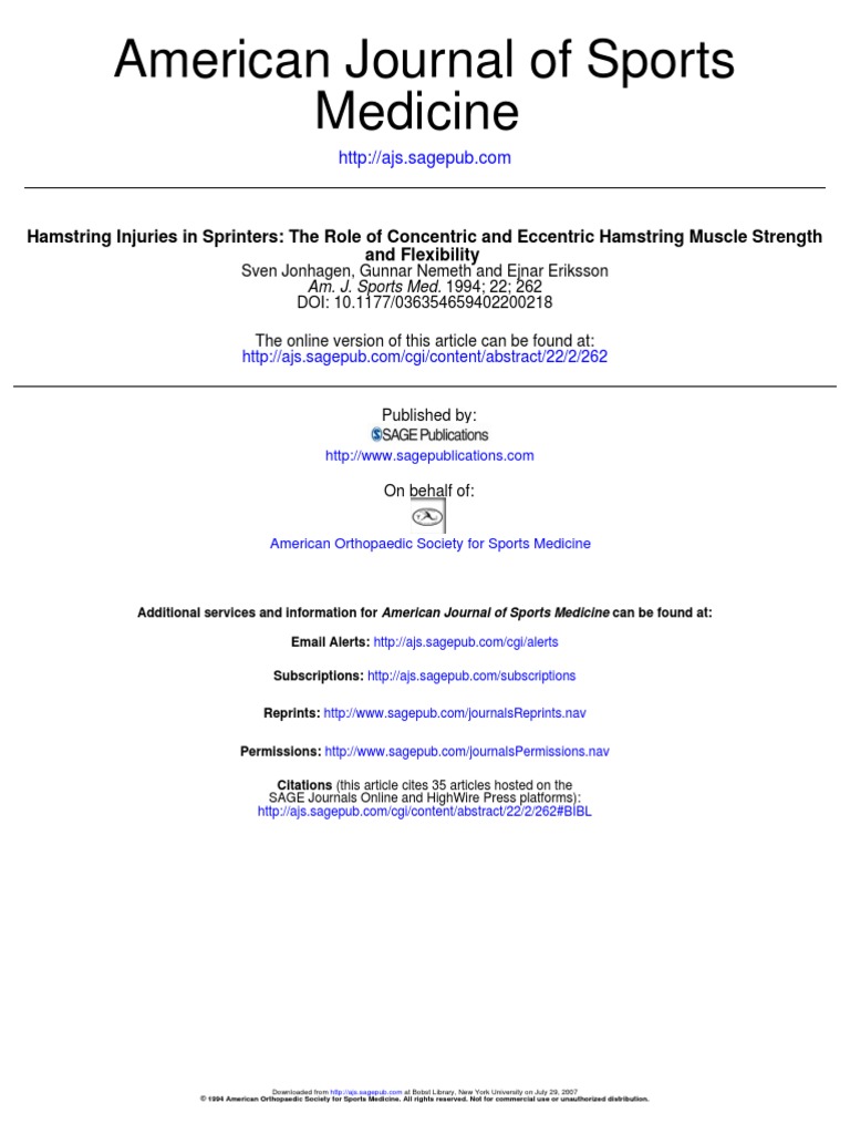 Hamstring Injuries in Sprinters - The Role of Concentric and Eccentric ...