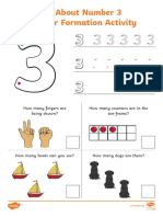 All About Number 3 Number Formation Activity: How Many Fingers Are Being Shown? How Many Counters Are in The Ten-Frame?