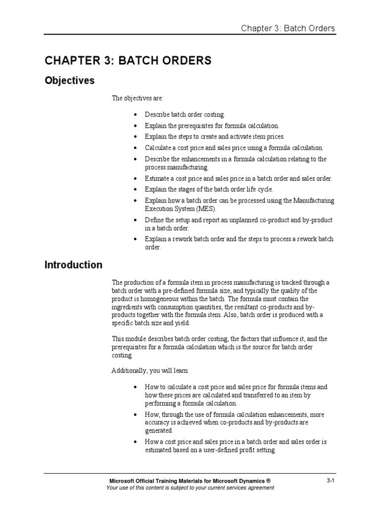 Chapter 3: Batch Orders: Objectives | PDF | Inventory | Cost