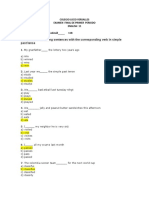 Complete The Following Sentences With The Corresponding Verb in Simple Past Tense