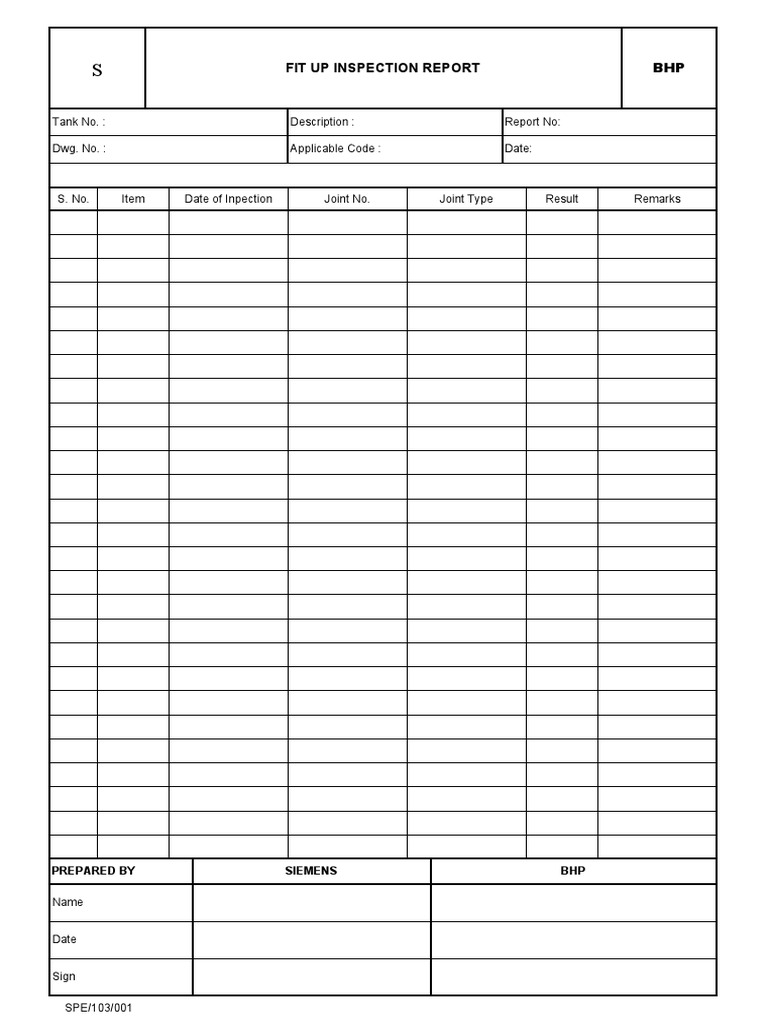 Fit Up Inspection Report for Tanks | PDF | Technology & Engineering