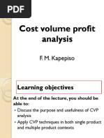 Cost Volume Profit Analysis: F. M. Kapepiso