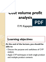 Cost Volume Profit Analysis: F. M. Kapepiso