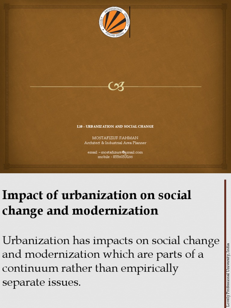 Lecture7-8 - 18527 - URBANIZATION AND SOCIAL CHANGE | PDF ...