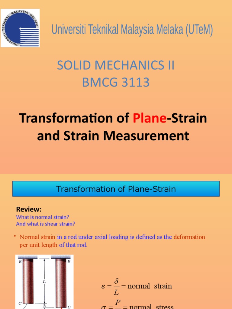 W1 B Plane - Strain - Transformation | PDF | Deformation (Mechanics ...
