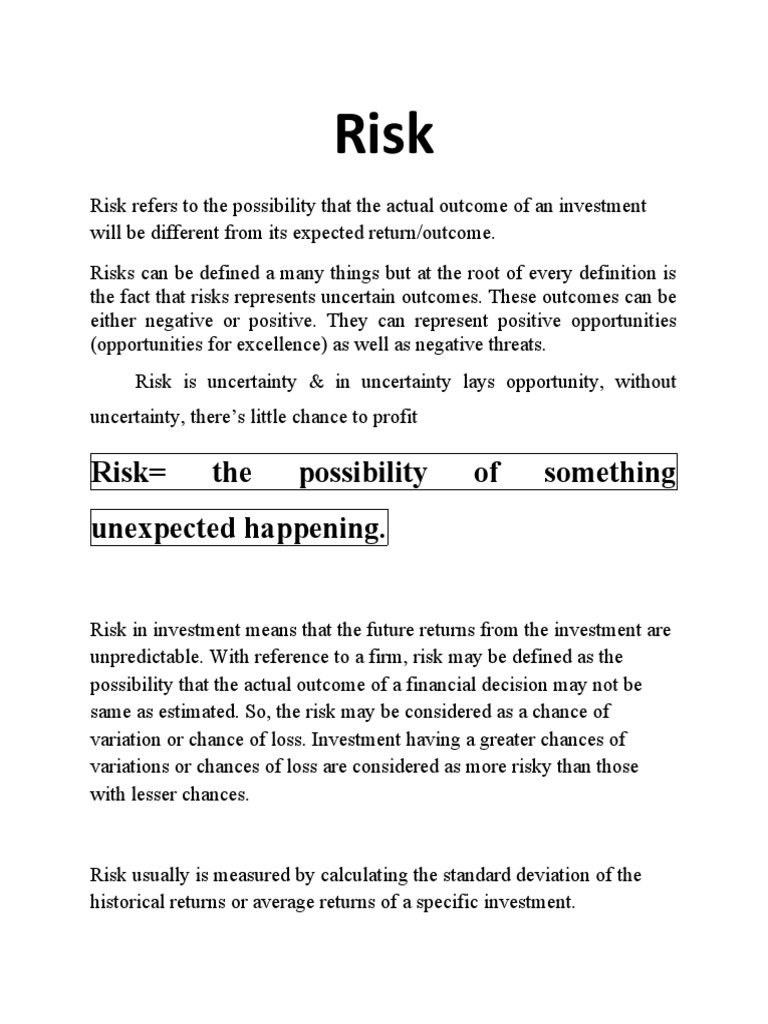 Understanding Investment Risks Explained | PDF | Liquidity Risk | Bonds ...