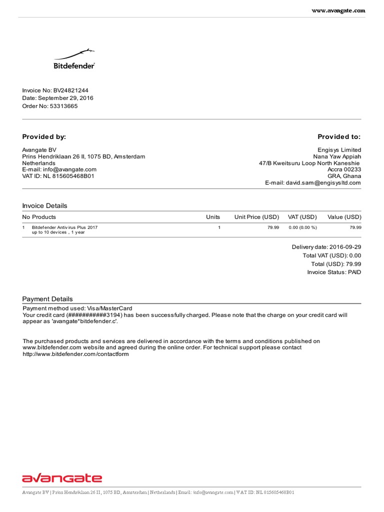Provided By Provided To Invoice Details PDF Retail Financial