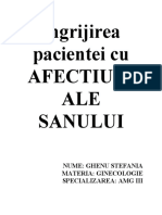 Ingrijirea pacientei cu AFECTIUNI ALE SANULUI