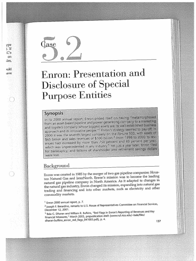 Enron Presentation and Disclosure of Special Purpose Entities | PDF