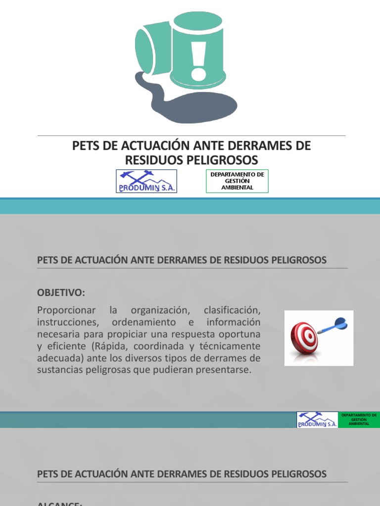 Pets de Actuación Ante Derrames de Residuos Peligrosos | PDF | Residuos ...