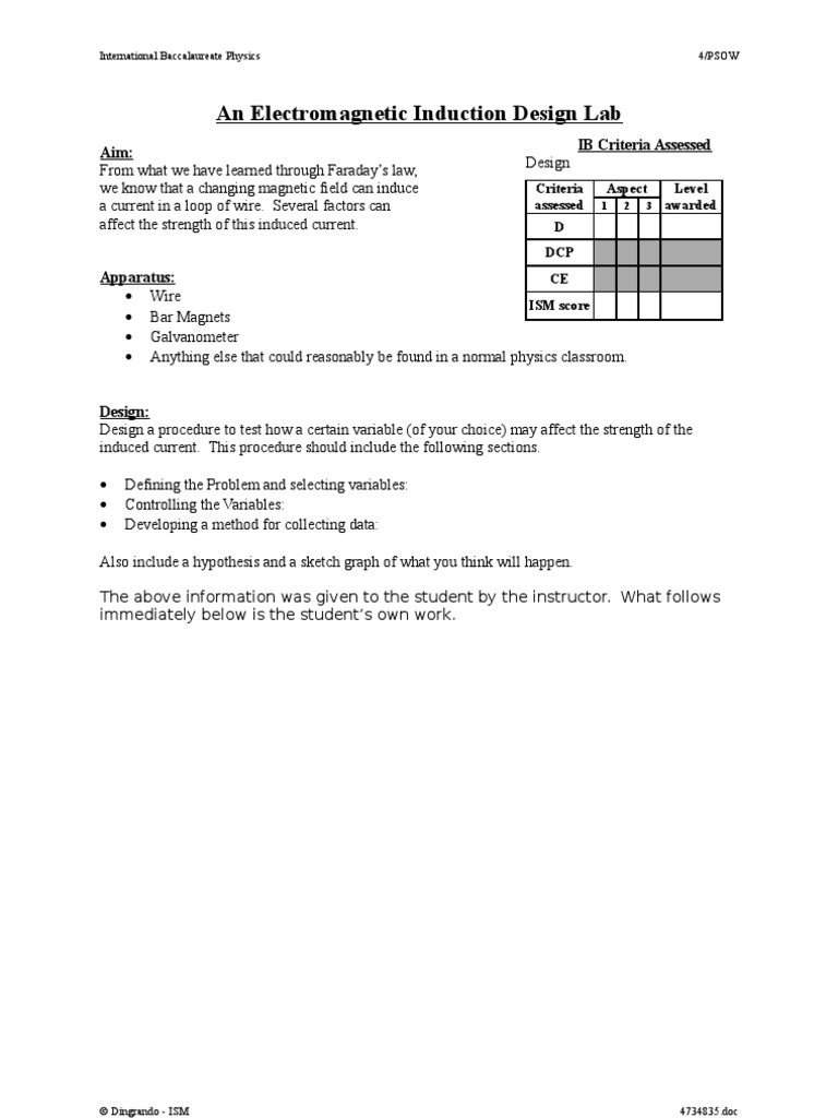 IB Lab - Electromagnetic Induction (D) | PDF | Business