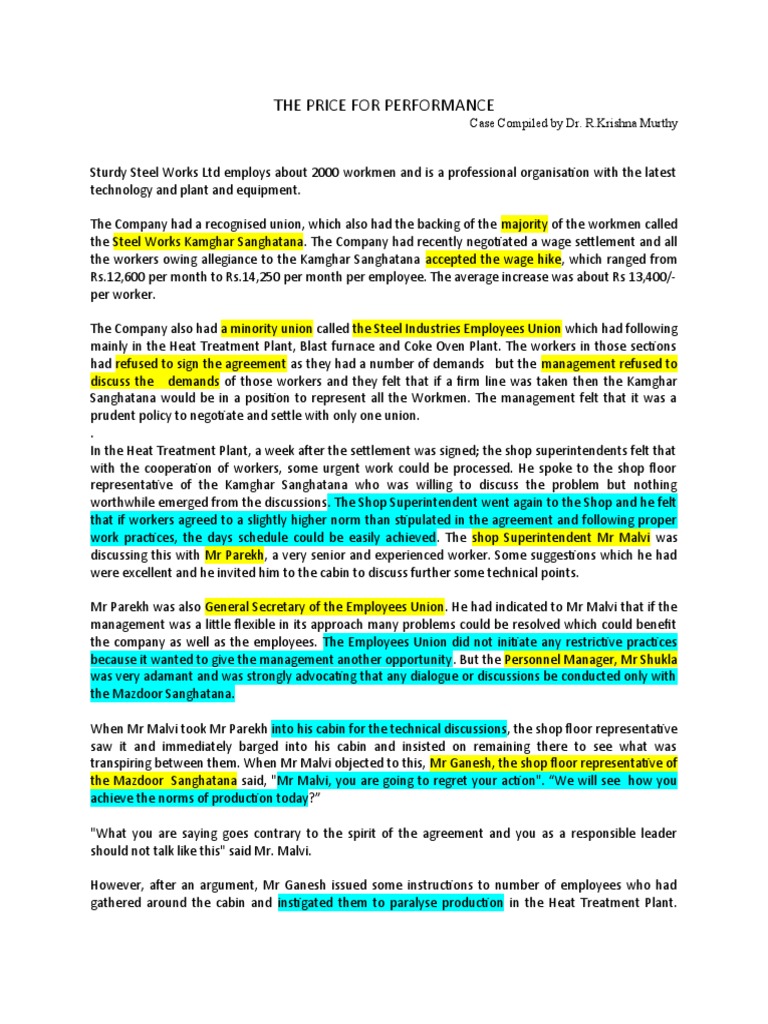 THE PRICE FOR PERFORMANCE - Case Study | PDF | Government