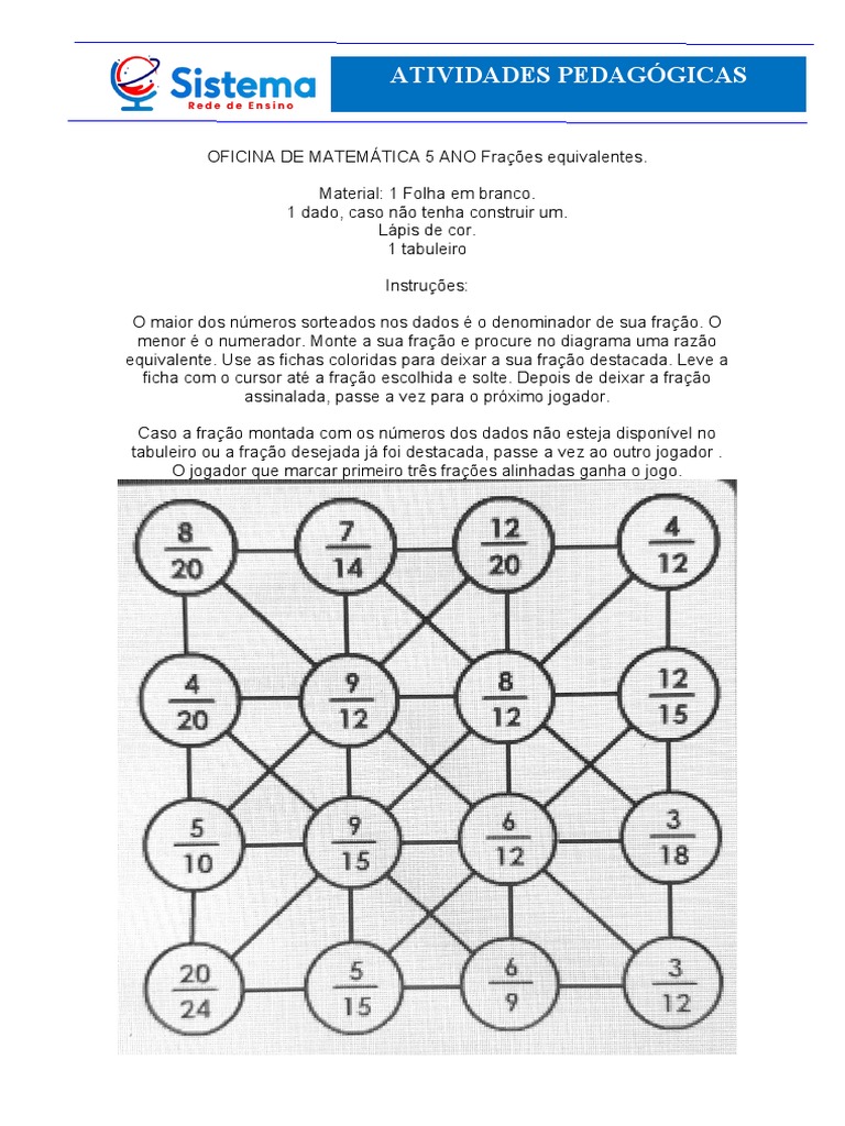 Fracções Equivalentes - Jogos Matemáticos