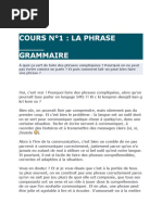 COURS N°1 LA PHRASE