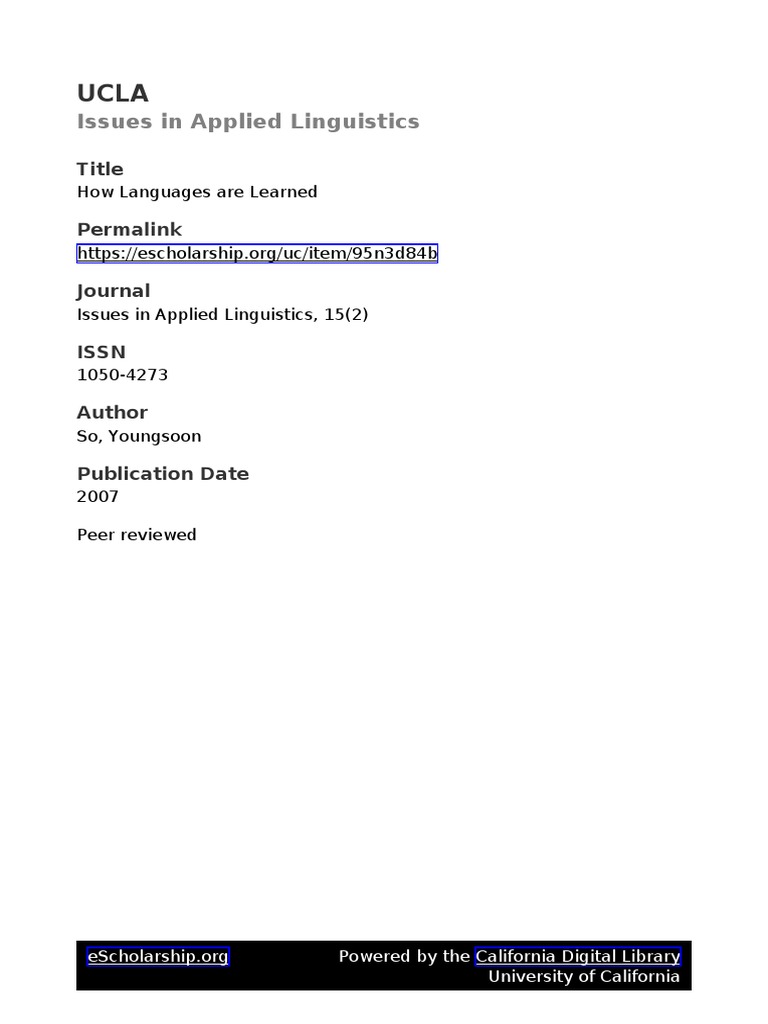 Overview of Language Learning Theories | PDF | Second Language ...