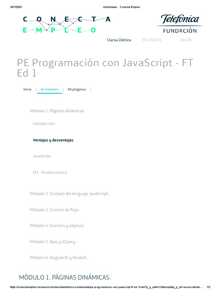 Actividades 2 - Conecta Empleo | PDF | Script Java | Ajax (Programación)