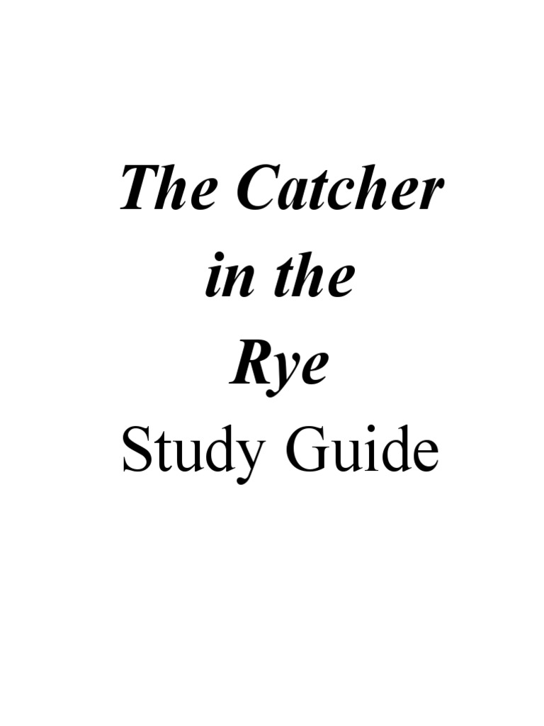 The Catcher in The Rye Study Guide PDF