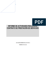 INFORME DE ACTIVIDADES REALIZADAS CONTRATO DE PRESTACION DE SERVICIOS HAILER