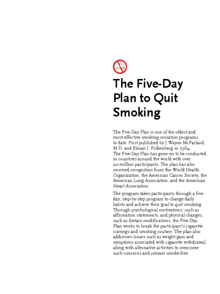 The Five-Day Plan To Quit Smoking | PDF | Smoking Cessation | Smoking