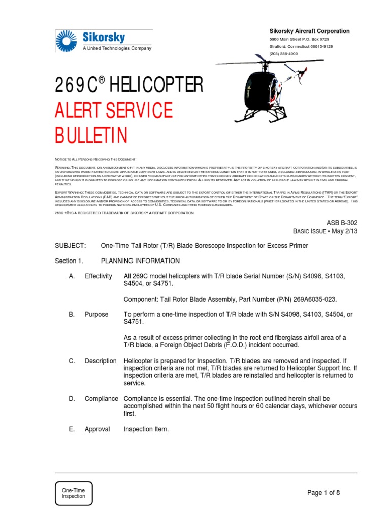 269C Helicopter Alert Service Bulletin PDF Helicopter Government
