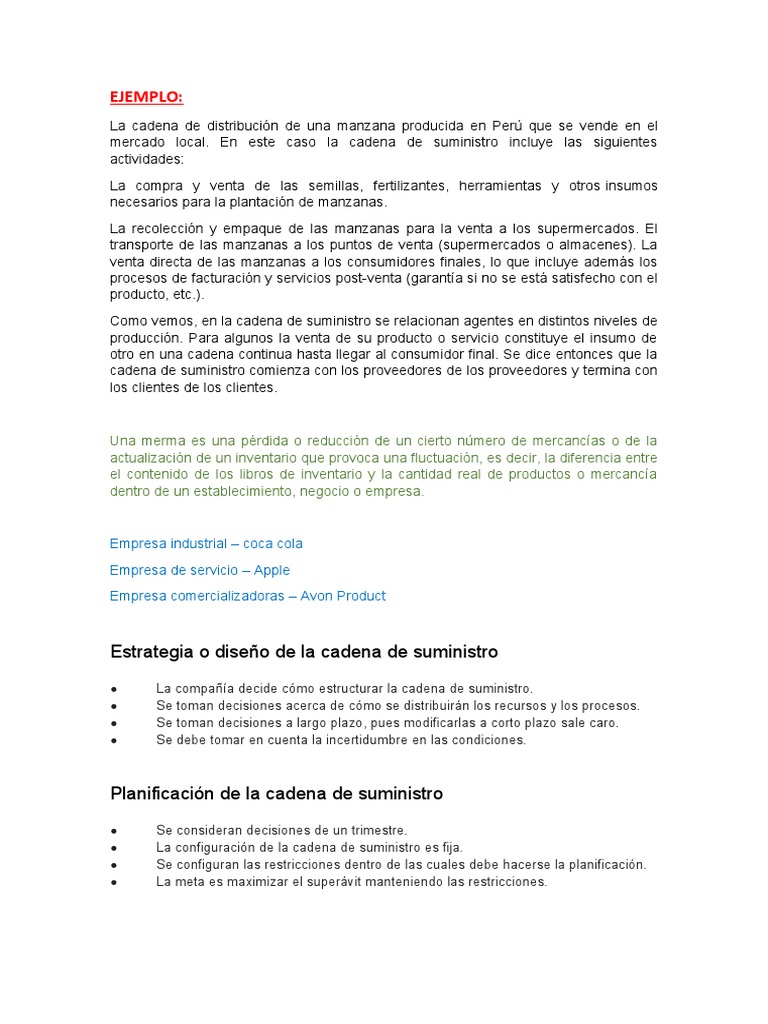 Cadena de Suministro | PDF | Procesos de negocio | Gestión de la cadena ...