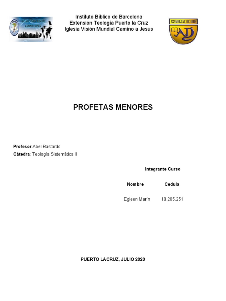 Cuadro Cronologico de Los Doce Profetas Menores | PDF | Jonás | Libros ...