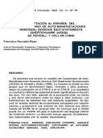 Adaptacion AL Espanol Del Cuestionario de Auto-Manifestaciones Ansiosas) ) (Anxious Self-Statements Questionnaire (Assq) ) de Kendall HOLLON (1989)