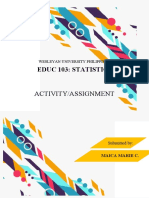 EDU 103: STATISTICS ACTIVITY/ASSIGNMENT