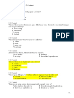 Multiple Choice and Short Answers about British Culture, Sports, and History