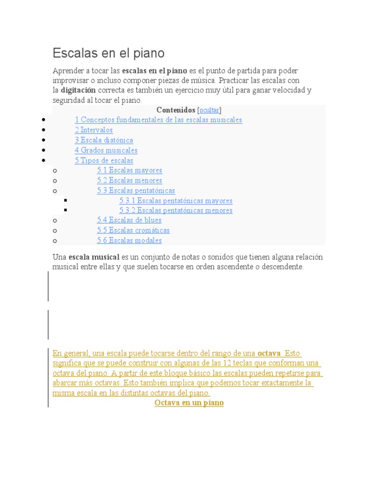 Escalas Mayores y Menores de Piano | Descargar gratis PDF | Escala ...
