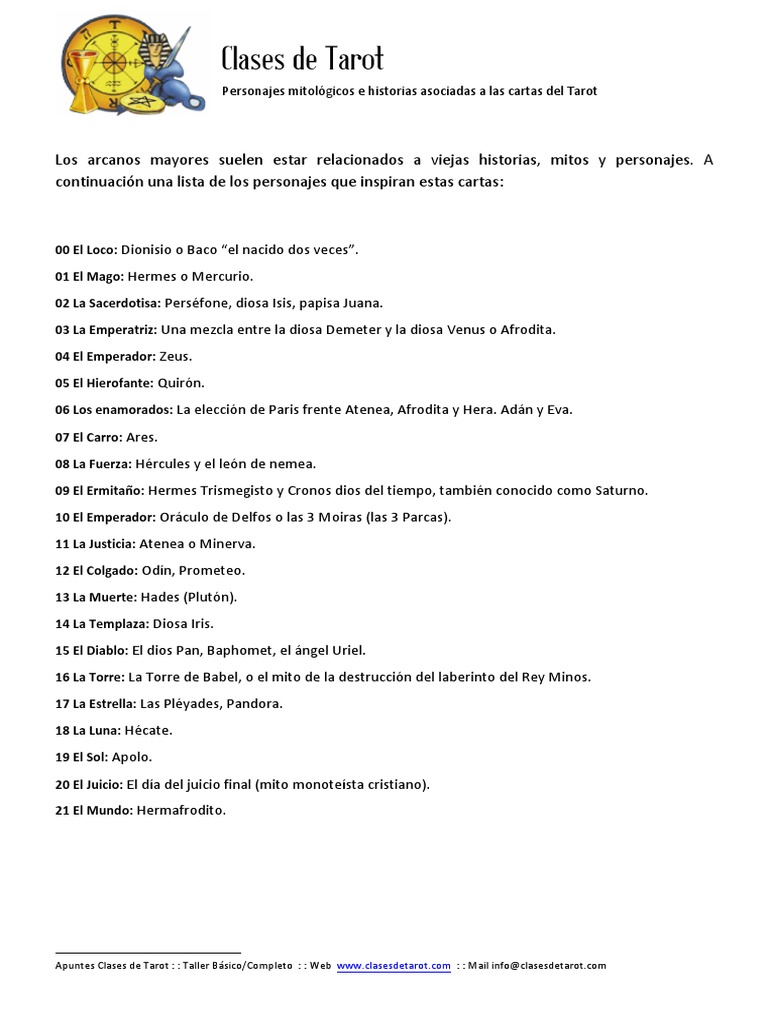 El Diablo Y El Emperador Tarot Arcanos Mayores Del Tarot y Mitos o Dioses Asociados. | PDF