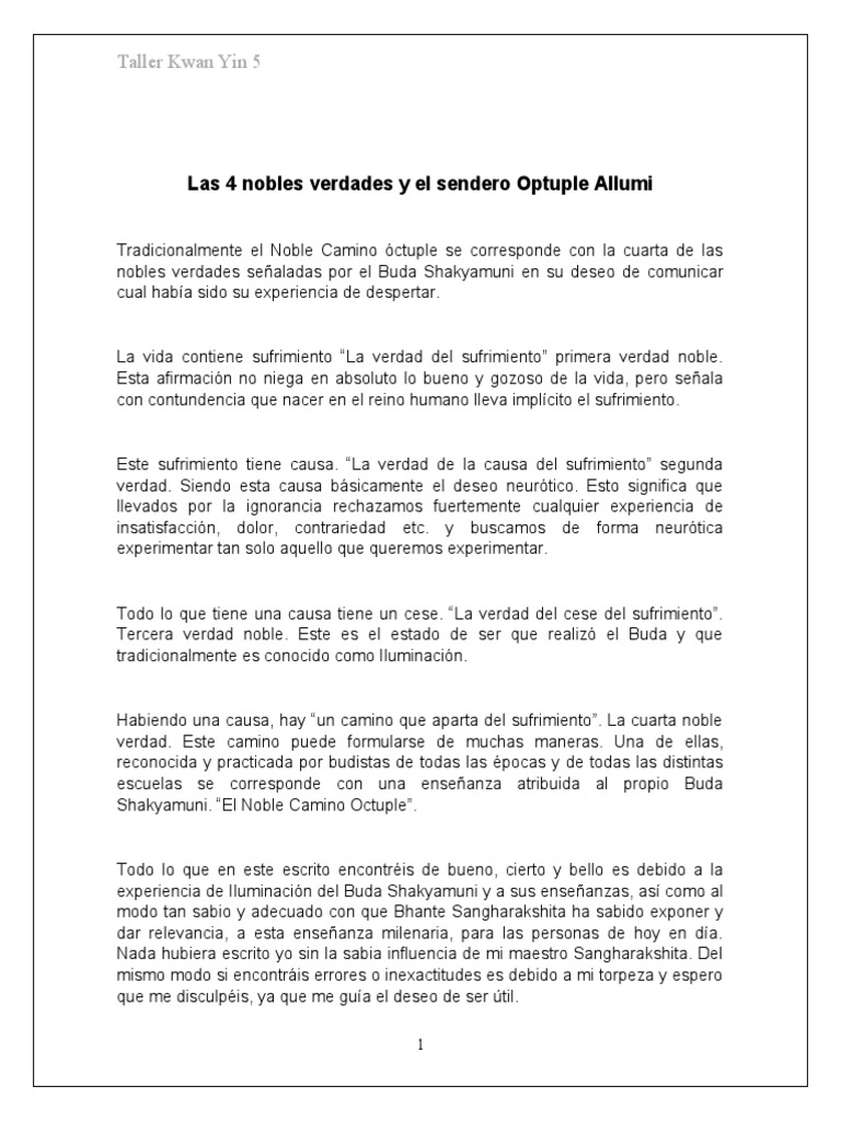 El Noble Camino Óctuple del Budismo | PDF | Gautama Buddha | Amor