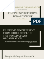 Human Behavior Organization: Filipino'S Perspective Towards Work
