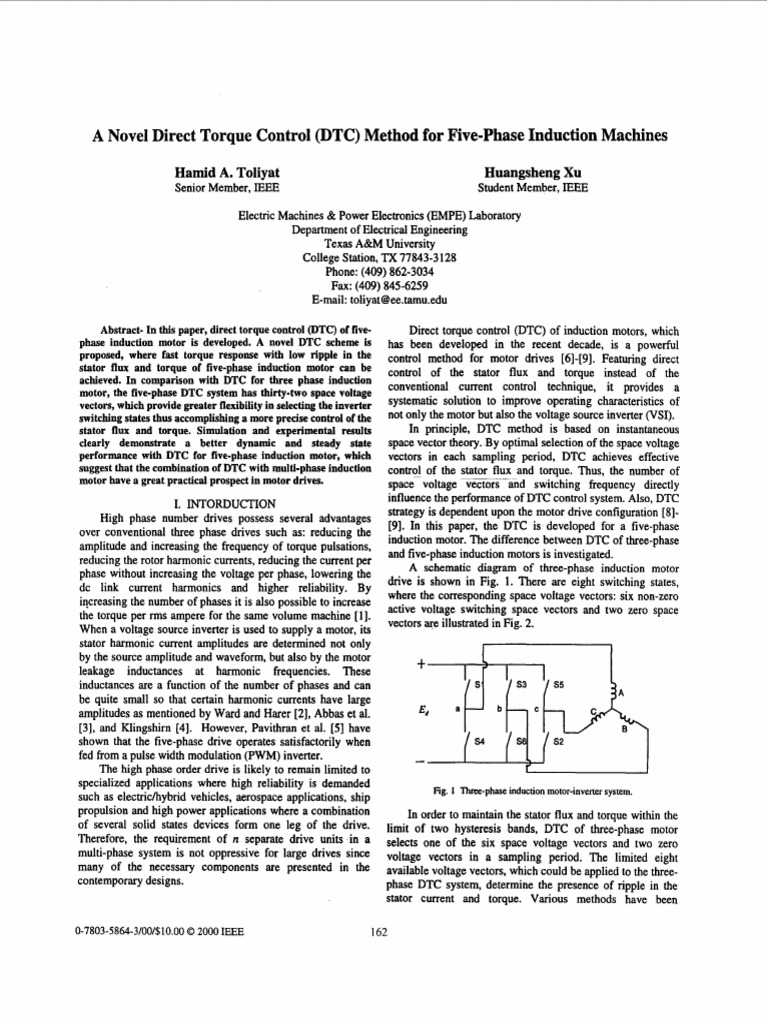Five-Phase Induction Motor DTC | PDF | Electric Motor | Power Electronics