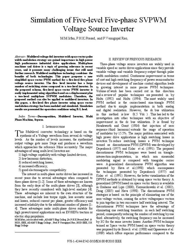 Simulation of Five-Level Five-Phase SVPWM Voltage Source Inverter PDF ...