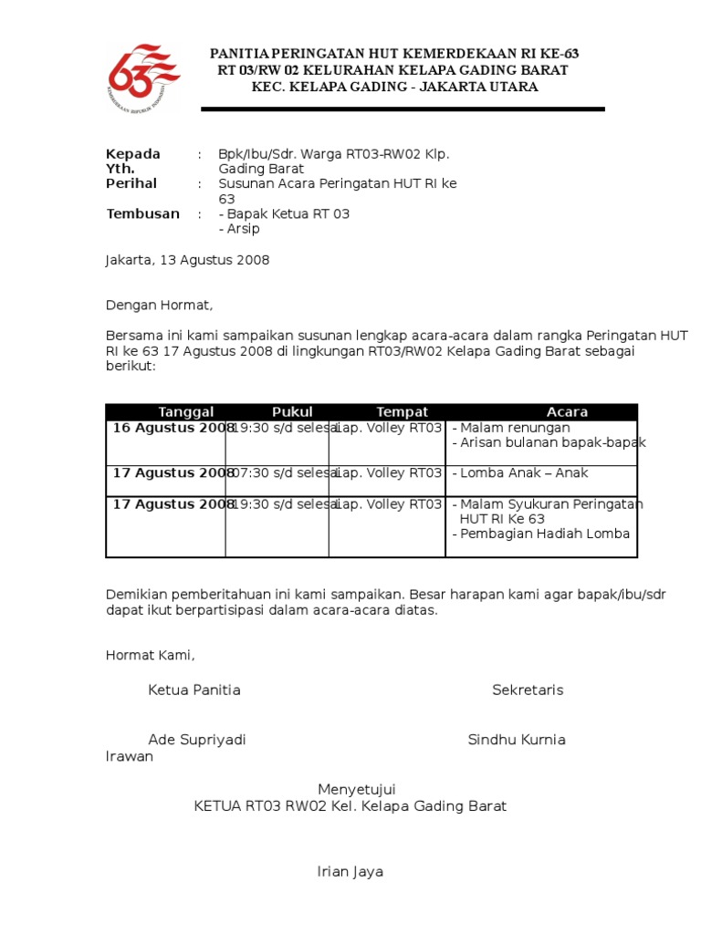Contoh Surat Edaran Hut Ri 72 Contoh Surat