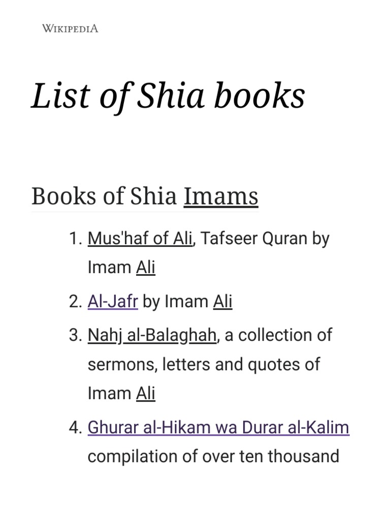 Shia Islamic Books by Imams | PDF