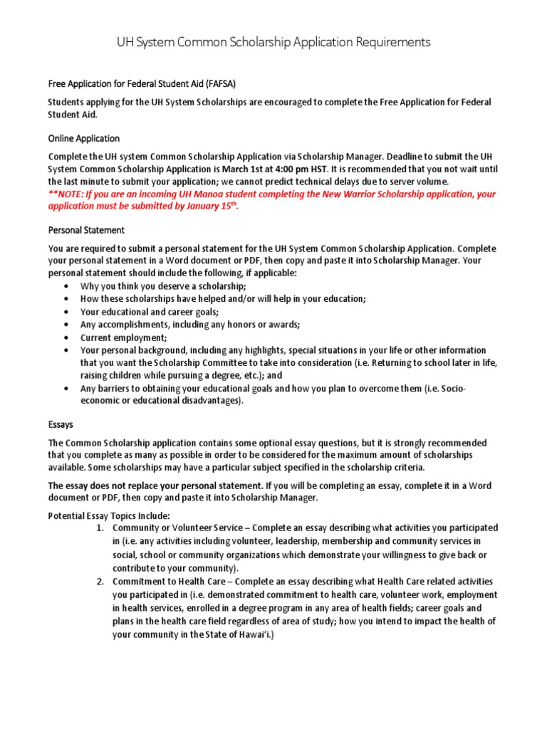 UH System Scholarship Guide | PDF | Essays | Sustainability