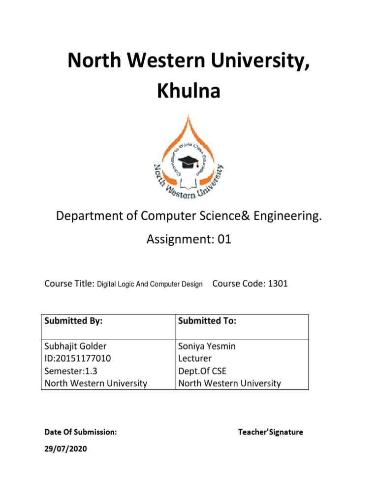 Digital Logic Assignment - NWU Khulna | PDF