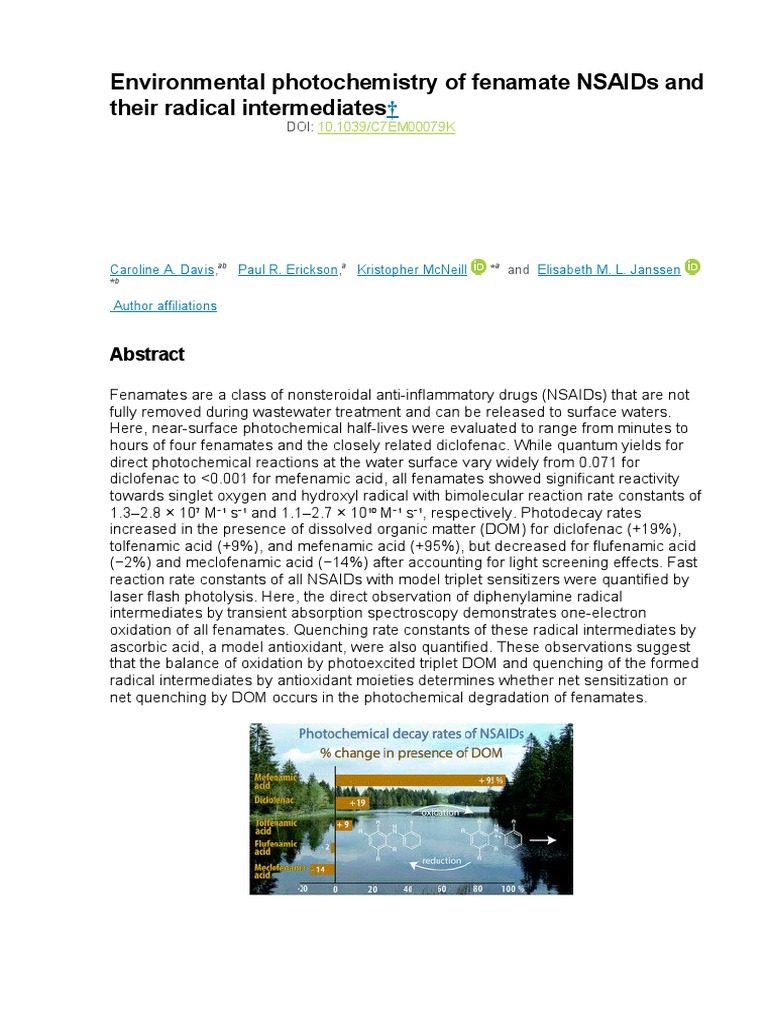 Photochemistry of Fenamate NSAIDs | PDF | Wellness